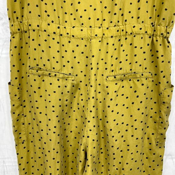 Tanya Taylor US 2 Womens Olive Green Silk Francis Jumpsuit Short Sleeve -Pockets - Picture 6 of 14